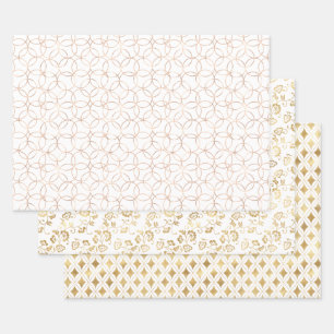 Elegant Geometric Gold Pattern Wrapping Paper Sheet