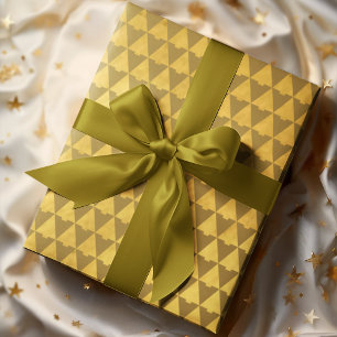 Elegant Geometric Golden Christmas Tree Holiday Wrapping Paper