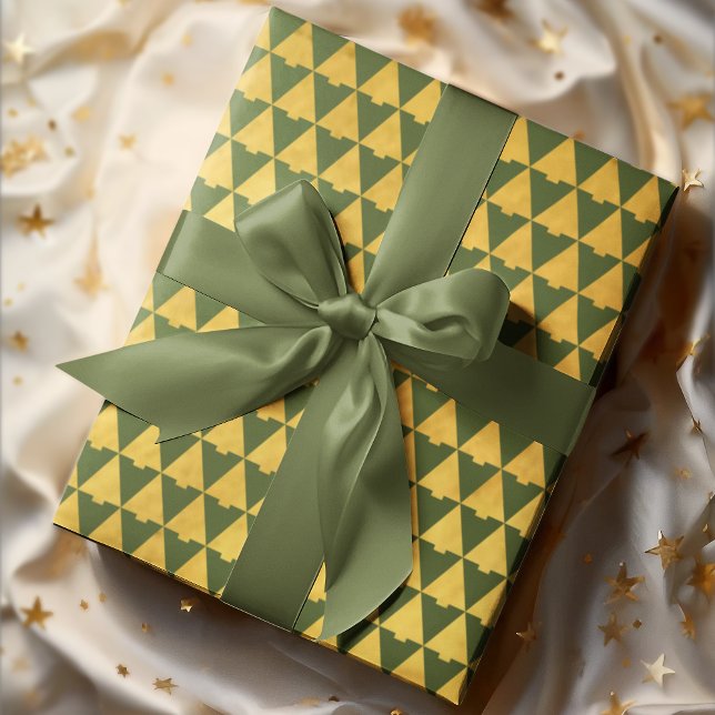 Elegant Geometric Green Christmas Tree Holiday Wrapping Paper (Creator Uploaded)