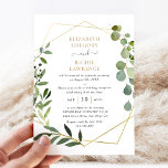 Elegant Geometric Greenery Wedding Reception Invitation<br><div class="desc">This elegant and customisable Wedding Reception Invitation features an geometric gold frame adorned with beautiful watercolor greenery foliage & has been paired with a whimsical calligraphy and a classy serif font in gold and grey. To make advanced changes,  please select "Click to customise further" option under Personalise this template.</div>