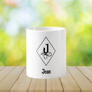Elegant Geometric Initial Monogram J Coffee Mug