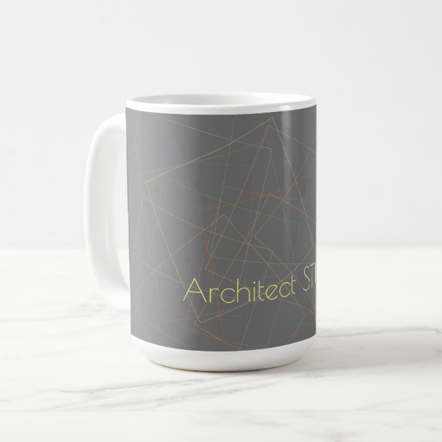 Elegant geometric lines dark grey architect studio coffee mug (Front Left)