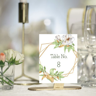 Elegant Geometric Magnolia Floral Wedding Table No Card