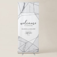 Elegant Geometric Marble Wedding Welcome Sign