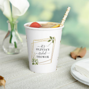 Elegant Geometric Minimalistic Bridal Shower Paper Cups