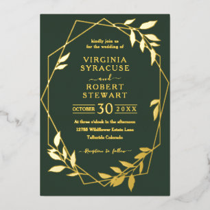 Elegant Geometric Modern Royal Dark Green Wedding