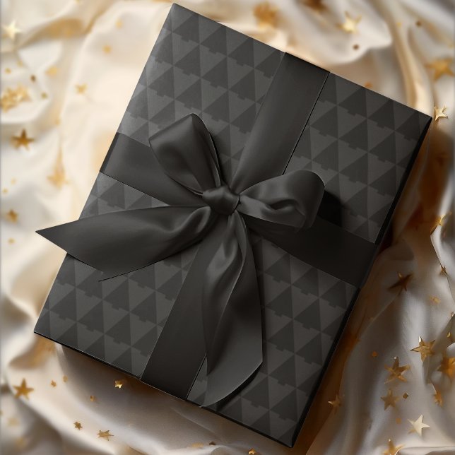 Elegant Geometric Monotone Christmas Tree Holiday Wrapping Paper (Creator Uploaded)