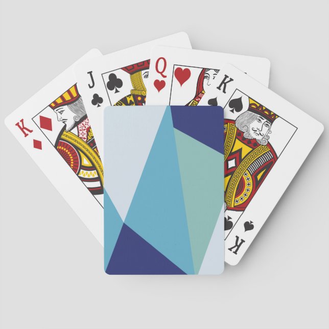 Elegant geometric navy blue and sea green pastel playing cards (Back)