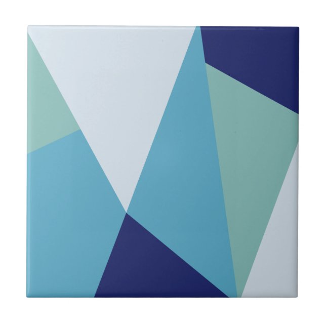 Elegant geometric navy blue and sea green pastel tile (Front)