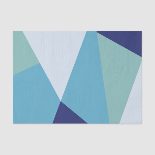 Elegant geometric navy blue and sea green pastel tissue paper (Front)
