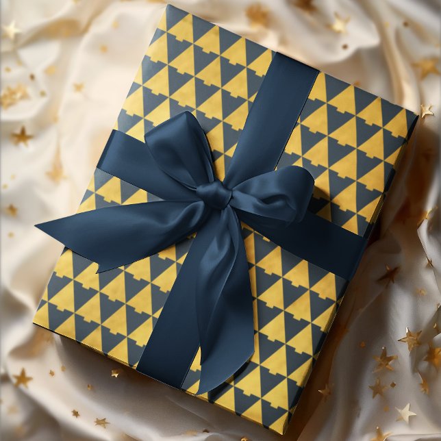 Elegant Geometric Navy Blue Christmas Tree Holiday Wrapping Paper (Creator Uploaded)