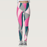 Elegant geometric pastel hot pink emerald green leggings<br><div class="desc">Modern geometric design in pink,  grey and green colours.</div>