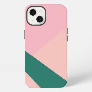 Elegant geometric pastel pink peach green iPhone 13 case