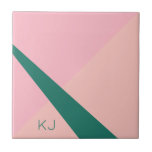 Elegant geometric pastel pink peach green tile<br><div class="desc">Modern geometric design in pastel pink,  peach and green.</div>