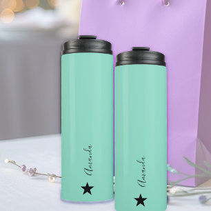 Elegant Geometric Pattern On White, Touch Of Mint  Thermal Tumbler