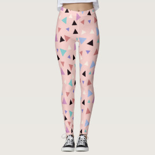 Elegant geometric pattern pink purple mint black leggings