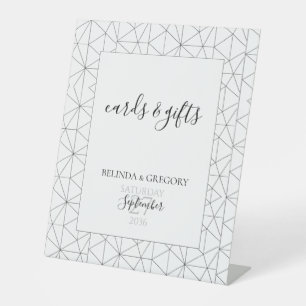 Elegant Geometric Pattern Wedding Cards & Gifts Pedestal Sign