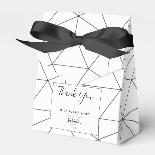Elegant Geometric Pattern Wedding Favour Box (Front Side)