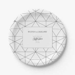 Elegant Geometric Pattern Wedding Paper Plate
