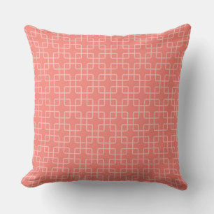 Elegant Geometric Pattern with Coral Pink Back Cushion