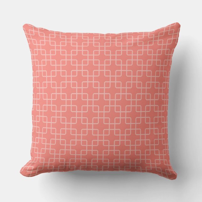 Elegant Geometric Pattern with Coral Pink Back Cushion (Front)