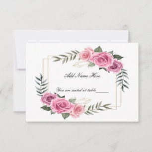 Elegant Geometric Pink Rose Table Place Card
