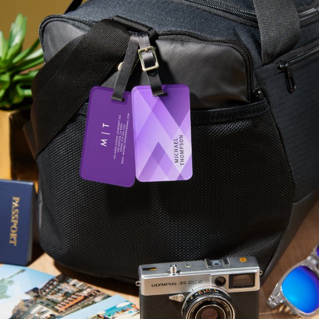 Elegant Geometric purple background Luggage Tag (Front & Back)