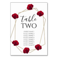 Elegant Geometric Red Rose Wedding Guest Names
