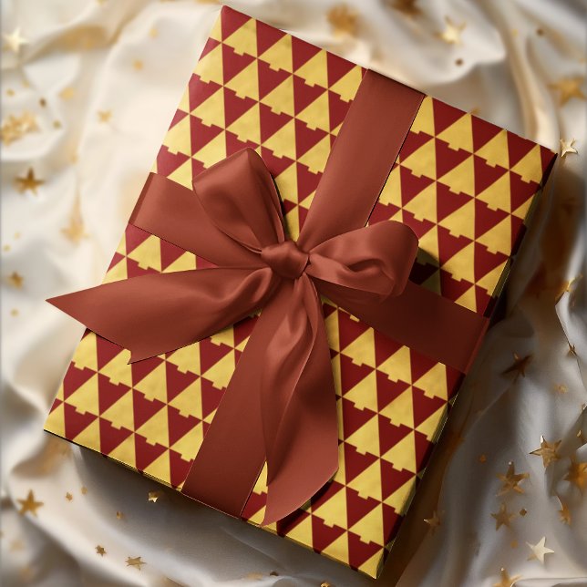 Elegant Geometric Ruby Christmas Tree Holiday Wrapping Paper (Creator Uploaded)