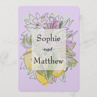 Elegant Geometric Rustic Greenery lemon Lavender Invitation