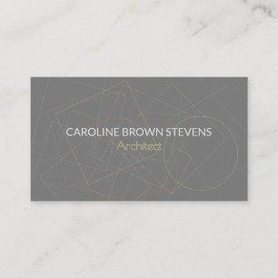 Elegant geometric shapes dark grey architect business card