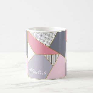 Elegant geometric stripes polka dots pastel coffee mug