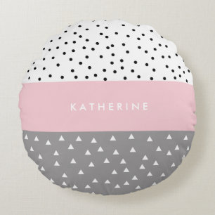 Elegant geometric triangles & dots in grey & pink