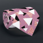 Elegant geometric triangles rose gold glitter tie<br><div class="desc">Modern and trendy geometric pattern featuring faux rose gold glitter,  black and white triangles.</div>