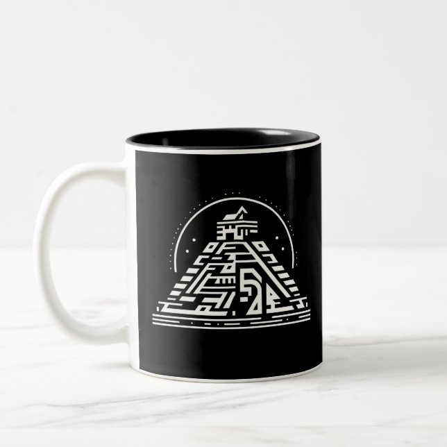 Elegant Geometric Tribal art Two-Tone Coffee Mug (Left)