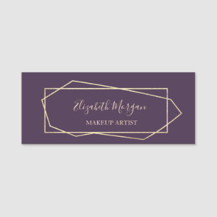 Elegant Geometric , Violet, Makeup artist Name Tag