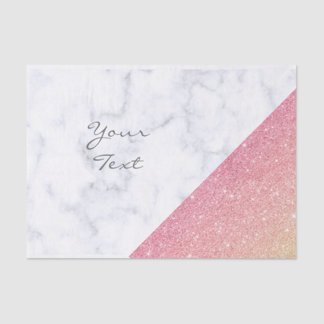 Elegant geometric white marble rose gold glitter tissue paper (Front)