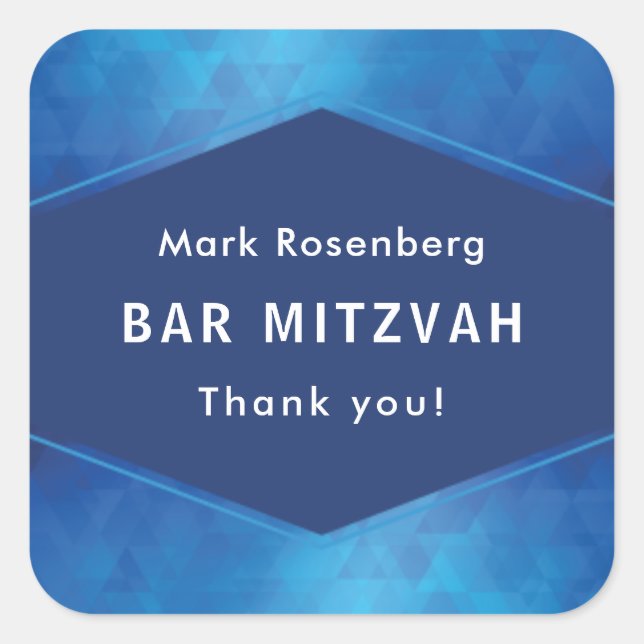 Elegant Geometric with Diamond Texture Bar Mitzvah Square Sticker (Front)
