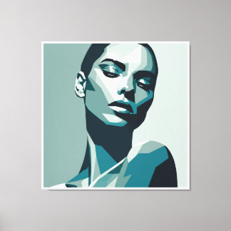 Elegant Geometric Woman Portrait - Abstract Design Canvas Print