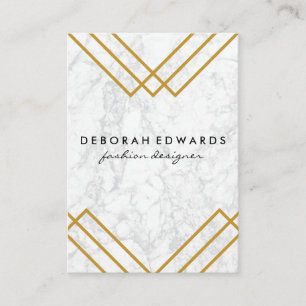 Elegant Geometric Yellow with Gold Lines Business Card