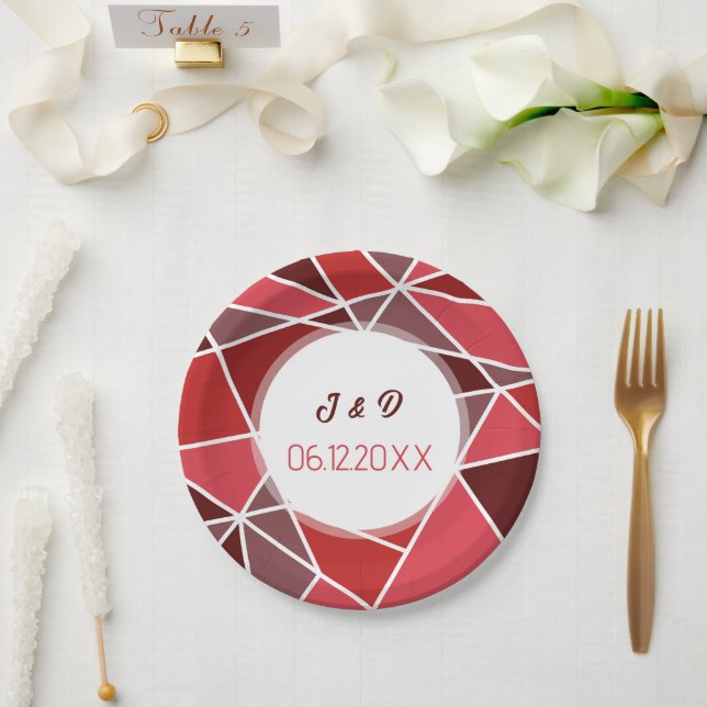 Elegant Geometrical Wedding Paper Plate (Wedding)