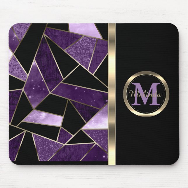 Elegant Geometry Purple Abstract Pattern Mouse Mat (Front)