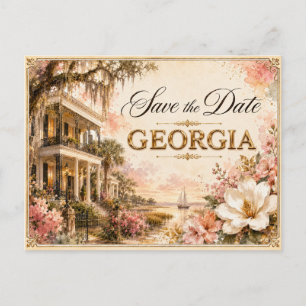 Elegant Georgia Save the Date Wedding Invitation Postcard
