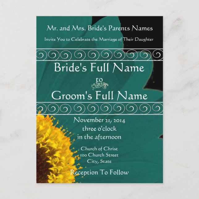 Elegant Gerber Daisy Wedding Invitation (Front)