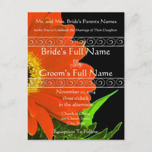 Elegant Gerber Daisy Wedding Invitation Postcard