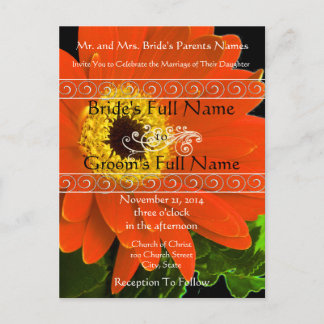 Elegant Gerber Daisy Wedding Invitation Postcard