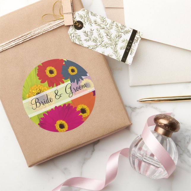 Elegant Gerber Daisy Wedding Stickers (Gifting)