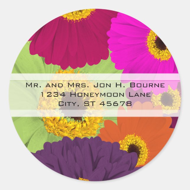 Elegant Gerber Daisy Wedding Stickers (Front)