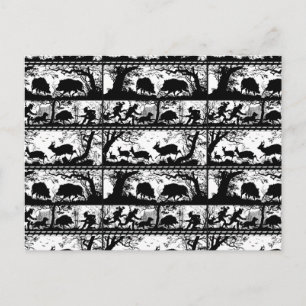 Elegant German Hunting Scene Running Deer and Boar Postcard