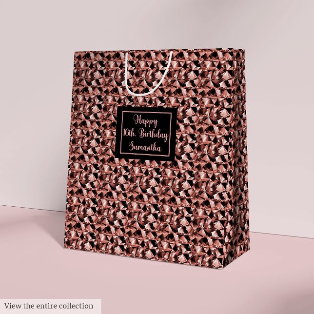 Elegant Gift Bag Rose Gold Glitter Modern Accent (Elegant Gift Bag Rose Gold Glitter Modern Accent)